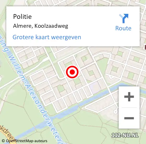 Locatie op kaart van de 112 melding: Politie Almere, Koolzaadweg op 2 juni 2015 08:41