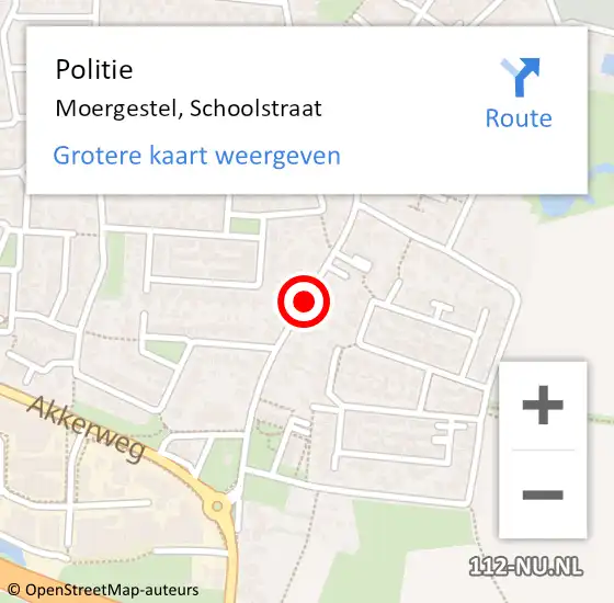 Locatie op kaart van de 112 melding: Politie Moergestel, Schoolstraat op 2 juni 2015 09:26