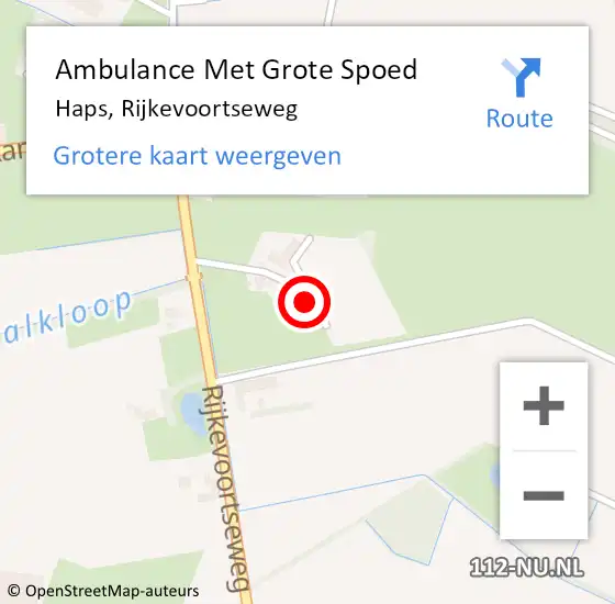 Locatie op kaart van de 112 melding: Ambulance Met Grote Spoed Naar Haps, Rijkevoortseweg op 2 juni 2015 09:44