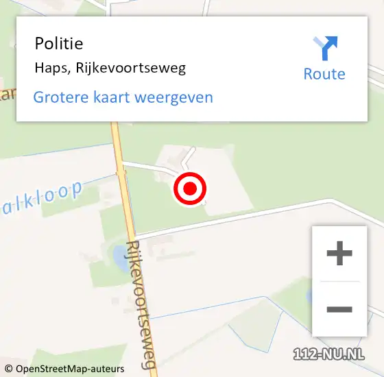 Locatie op kaart van de 112 melding: Politie Haps, Rijkevoortseweg op 2 juni 2015 09:44