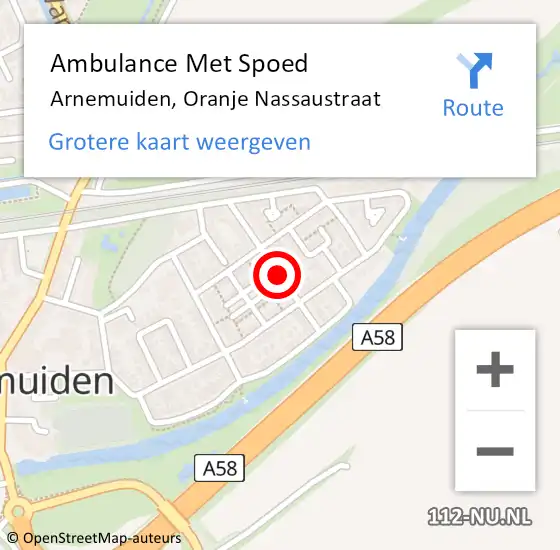 Locatie op kaart van de 112 melding: Ambulance Met Spoed Naar Arnemuiden, Oranje Nassaustraat op 2 juni 2015 10:05
