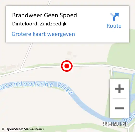 Locatie op kaart van de 112 melding: Brandweer Geen Spoed Naar Dinteloord, Zuidzeedijk op 2 juni 2015 10:39