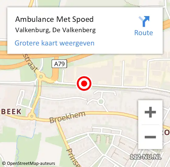 Locatie op kaart van de 112 melding: Ambulance Met Spoed Naar Valkenburg, De Valkenberg op 2 juni 2015 10:44