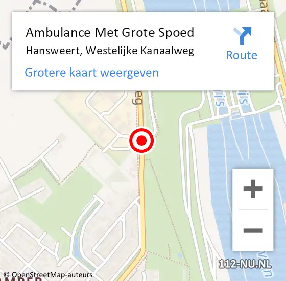 Locatie op kaart van de 112 melding: Ambulance Met Grote Spoed Naar Hansweert, Westelijke Kanaalweg op 2 juni 2015 11:24