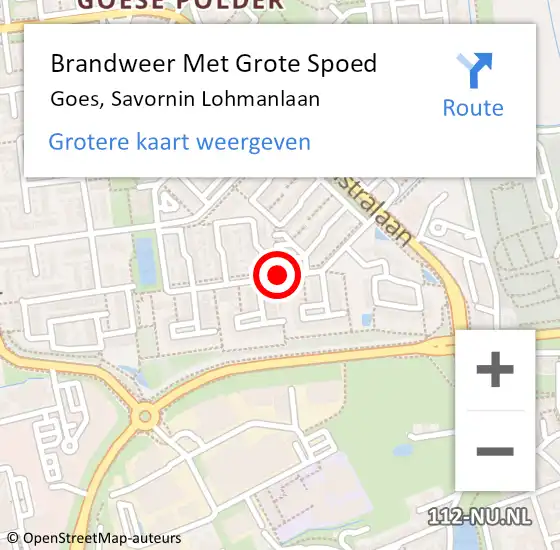 Locatie op kaart van de 112 melding: Brandweer Met Grote Spoed Naar Goes, Savornin Lohmanlaan op 2 juni 2015 11:26