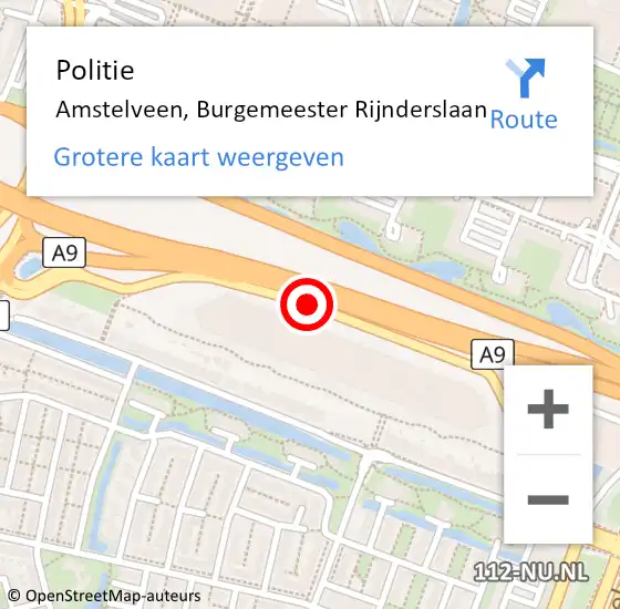 Locatie op kaart van de 112 melding: Politie Amstelveen, Burgemeester Rijnderslaan op 2 juni 2015 11:37