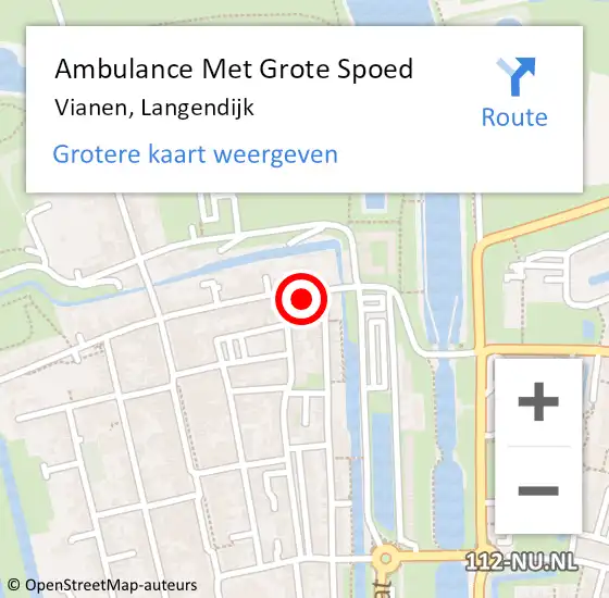 Locatie op kaart van de 112 melding: Ambulance Met Grote Spoed Naar Vianen, Langendijk op 2 juni 2015 13:46