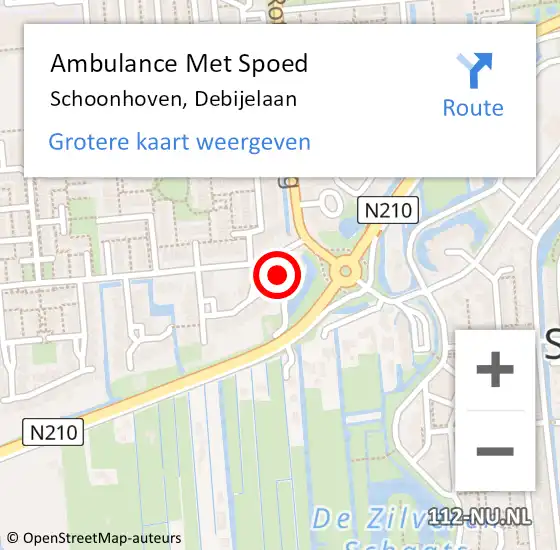 Locatie op kaart van de 112 melding: Ambulance Met Spoed Naar Schoonhoven, Debijelaan op 2 juni 2015 13:50