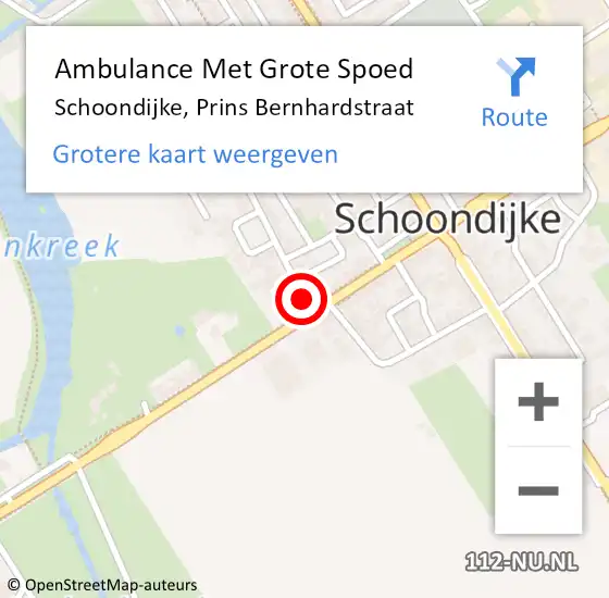 Locatie op kaart van de 112 melding: Ambulance Met Grote Spoed Naar Schoondijke, Prins Bernhardstraat op 2 juni 2015 14:36