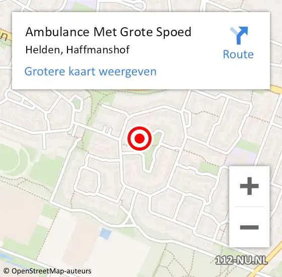 Locatie op kaart van de 112 melding: Ambulance Met Grote Spoed Naar Helden, Haffmanshof op 2 juni 2015 14:52