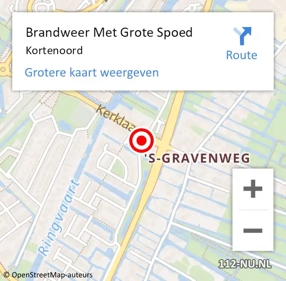 Locatie op kaart van de 112 melding: Brandweer Met Grote Spoed Naar Kortenoord op 2 juni 2015 15:23