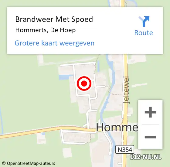 Locatie op kaart van de 112 melding: Brandweer Met Spoed Naar Hommerts, De Hoep op 2 juni 2015 17:56