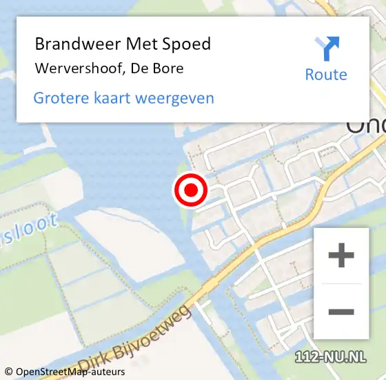 Locatie op kaart van de 112 melding: Brandweer Met Spoed Naar Wervershoof, De Bore op 2 juni 2015 18:17