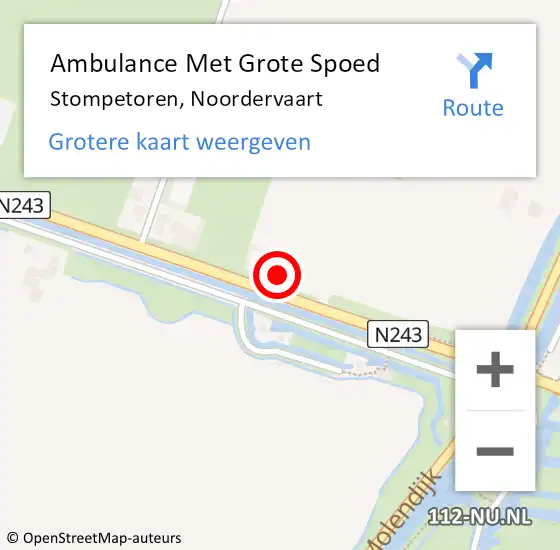 Locatie op kaart van de 112 melding: Ambulance Met Grote Spoed Naar Stompetoren, Noordervaart op 2 juni 2015 18:48