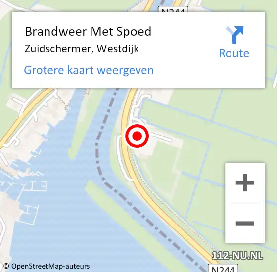 Locatie op kaart van de 112 melding: Brandweer Met Spoed Naar Zuidschermer, Westdijk op 2 juni 2015 20:05