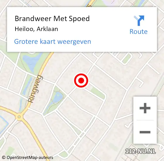 Locatie op kaart van de 112 melding: Brandweer Met Spoed Naar Heiloo, Arklaan op 2 juni 2015 20:07