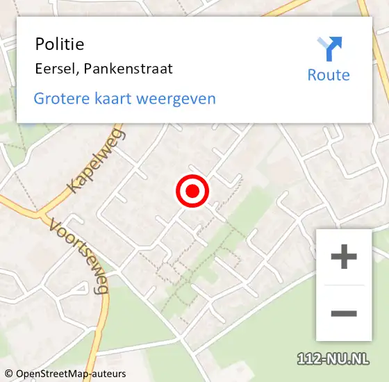 Locatie op kaart van de 112 melding: Politie Eersel, Pankenstraat op 2 juni 2015 20:13