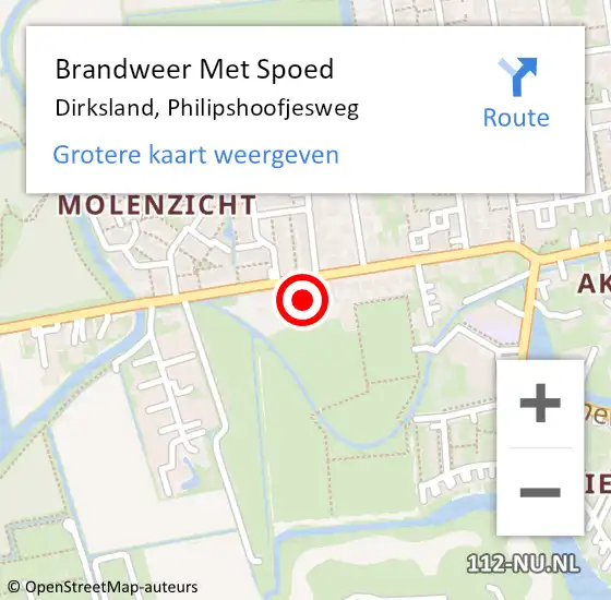 Locatie op kaart van de 112 melding: Brandweer Met Spoed Naar Dirksland, Philipshoofjesweg op 2 juni 2015 20:41