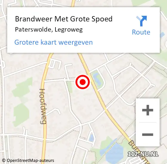 Locatie op kaart van de 112 melding: Brandweer Met Grote Spoed Naar Paterswolde, Legroweg op 2 juni 2015 21:46