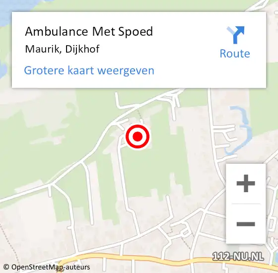 Locatie op kaart van de 112 melding: Ambulance Met Spoed Naar Maurik, Dijkhof op 3 juni 2015 02:50