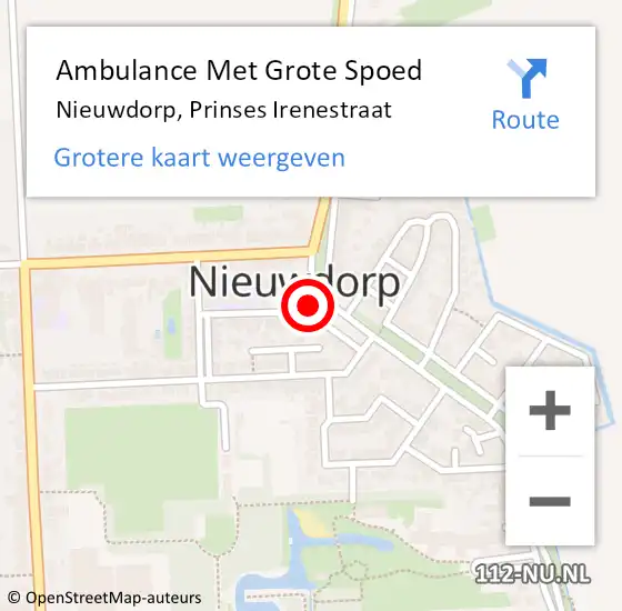 Locatie op kaart van de 112 melding: Ambulance Met Grote Spoed Naar Nieuwdorp, Prinses Irenestraat op 3 juni 2015 05:24