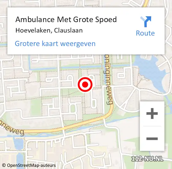 Locatie op kaart van de 112 melding: Ambulance Met Grote Spoed Naar Hoevelaken, Clauslaan op 3 juni 2015 06:12