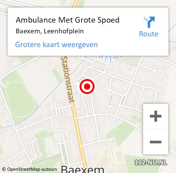 Locatie op kaart van de 112 melding: Ambulance Met Grote Spoed Naar Baexem, Leenhofplein op 3 juni 2015 07:08