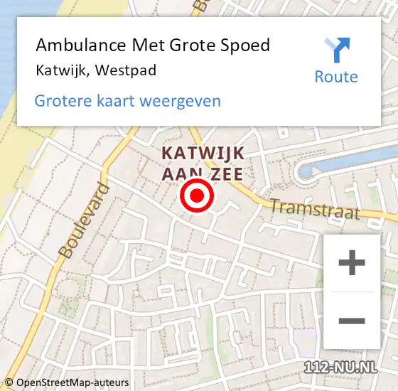 Locatie op kaart van de 112 melding: Ambulance Met Grote Spoed Naar Katwijk, Westpad op 3 juni 2015 08:00