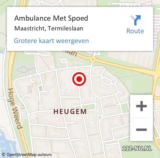 Locatie op kaart van de 112 melding: Ambulance Met Spoed Naar Maastricht, Termileslaan op 3 juni 2015 08:38