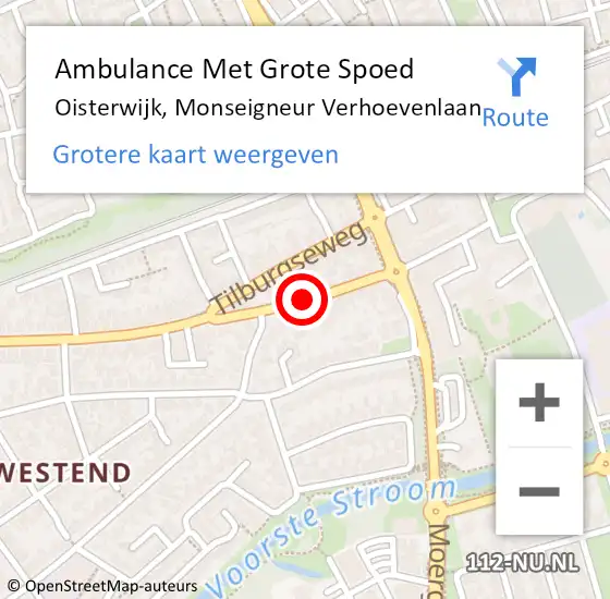 Locatie op kaart van de 112 melding: Ambulance Met Grote Spoed Naar Oisterwijk, Monseigneur Verhoevenlaan op 3 juni 2015 08:41