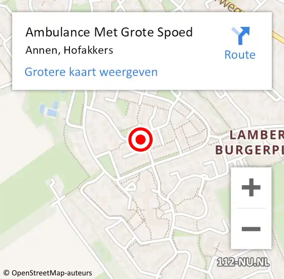 Locatie op kaart van de 112 melding: Ambulance Met Grote Spoed Naar Annen, Hofakkers op 3 juni 2015 09:29