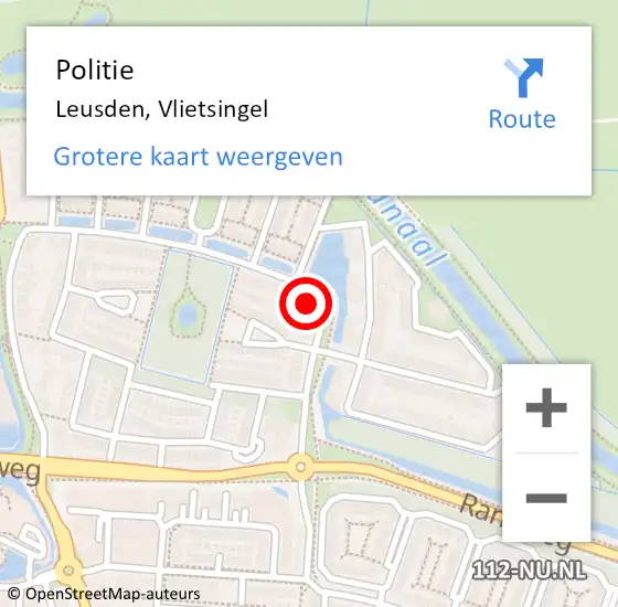 Locatie op kaart van de 112 melding: Politie Leusden, Vlietsingel op 3 juni 2015 09:38