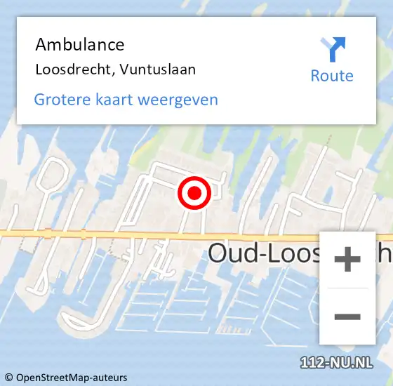 Locatie op kaart van de 112 melding: Ambulance Loosdrecht, Vuntuslaan op 3 juni 2015 10:30