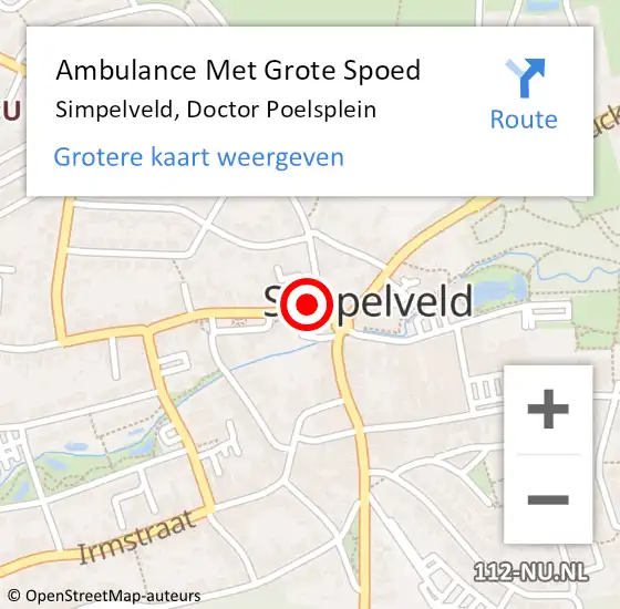 Locatie op kaart van de 112 melding: Ambulance Met Grote Spoed Naar Simpelveld, Doctor Poelsplein op 3 juni 2015 12:48