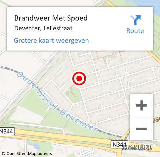 Locatie op kaart van de 112 melding: Brandweer Met Spoed Naar Deventer, Leliestraat op 3 juni 2015 14:16