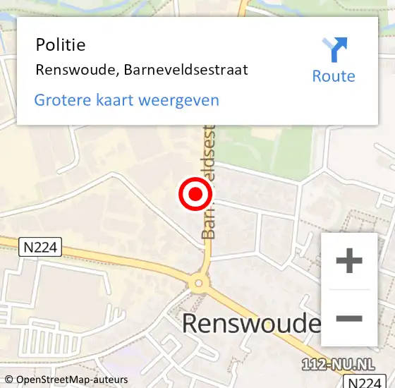 Locatie op kaart van de 112 melding: Politie Renswoude, Barneveldsestraat op 9 november 2013 17:26