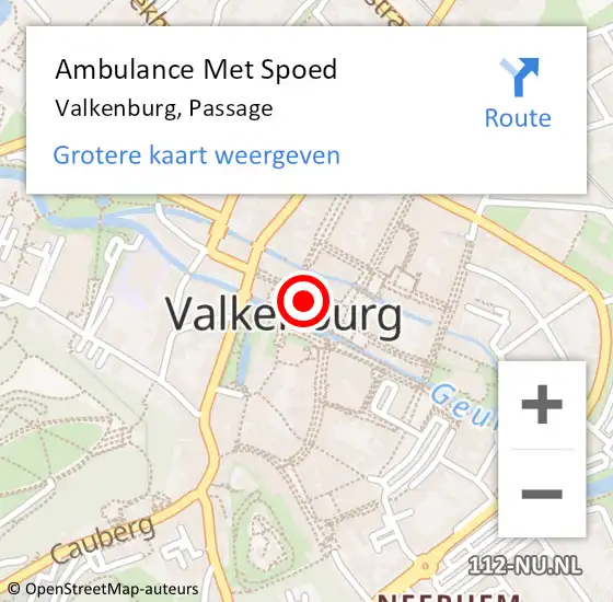 Locatie op kaart van de 112 melding: Ambulance Met Spoed Naar Valkenburg, Passage op 3 juni 2015 14:43