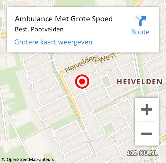 Locatie op kaart van de 112 melding: Ambulance Met Grote Spoed Naar Best, Pootvelden op 3 juni 2015 15:03