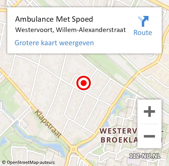 Locatie op kaart van de 112 melding: Ambulance Met Spoed Naar Westervoort, Willem-Alexanderstraat op 3 juni 2015 15:52