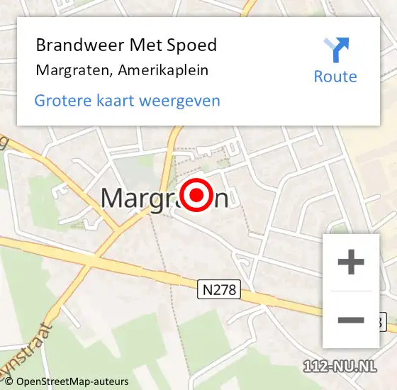 Locatie op kaart van de 112 melding: Brandweer Met Spoed Naar Margraten, Amerikaplein op 3 juni 2015 16:10