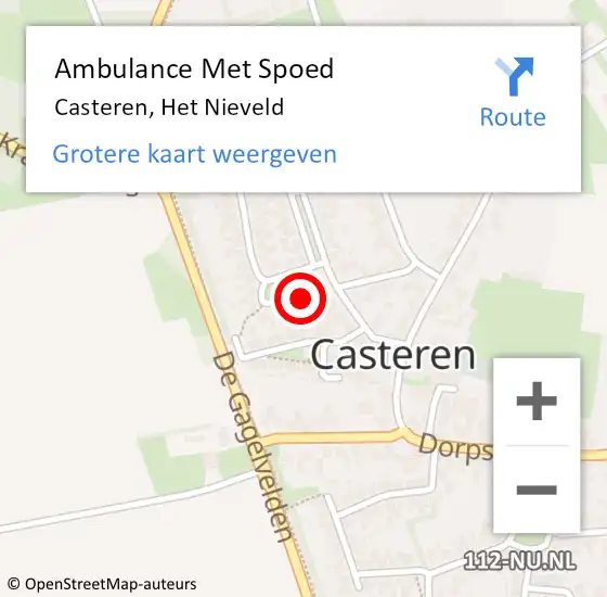 Locatie op kaart van de 112 melding: Ambulance Met Spoed Naar Casteren, Het Nieveld op 3 juni 2015 16:24