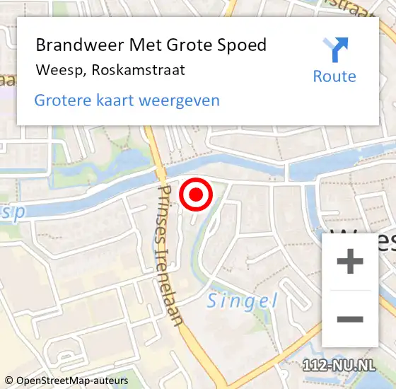 Locatie op kaart van de 112 melding: Brandweer Met Grote Spoed Naar Weesp, Roskamstraat op 3 juni 2015 16:45