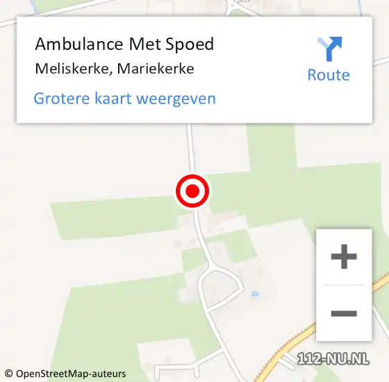 Locatie op kaart van de 112 melding: Ambulance Met Spoed Naar Meliskerke, Mariekerke op 3 juni 2015 16:45