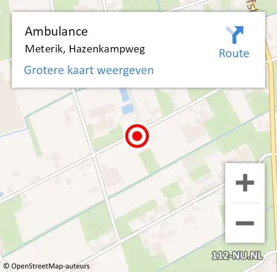 Locatie op kaart van de 112 melding: Ambulance Meterik, Hazenkampweg op 3 juni 2015 16:55