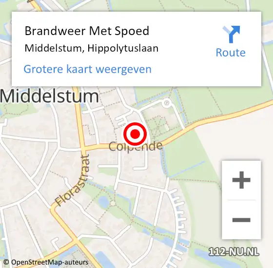 Locatie op kaart van de 112 melding: Brandweer Met Spoed Naar Middelstum, Hippolytuslaan op 3 juni 2015 18:05