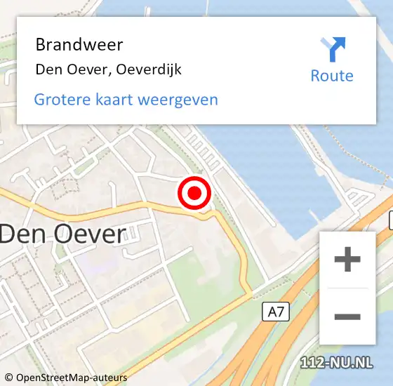 Locatie op kaart van de 112 melding: Brandweer Den Oever, Oeverdijk op 3 juni 2015 18:17