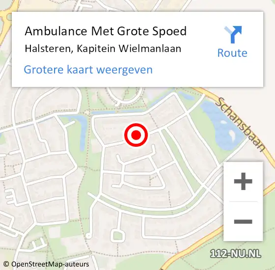 Locatie op kaart van de 112 melding: Ambulance Met Grote Spoed Naar Halsteren, Kapitein Wielmanlaan op 3 juni 2015 18:35