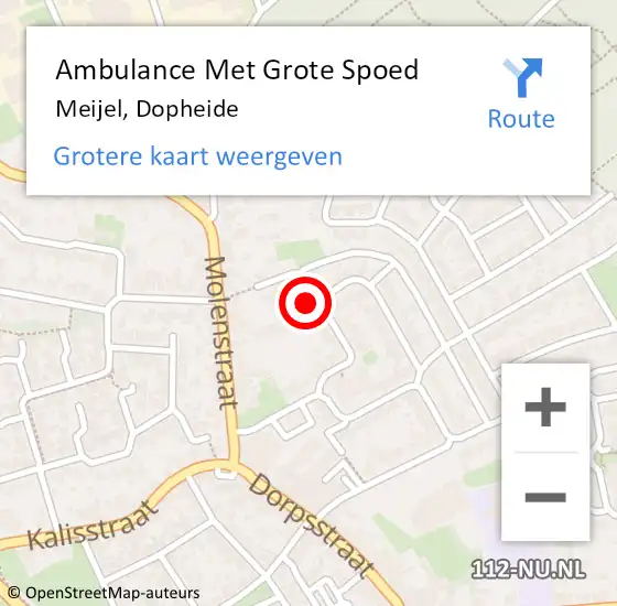 Locatie op kaart van de 112 melding: Ambulance Met Grote Spoed Naar Meijel, Dopheide op 3 juni 2015 19:14