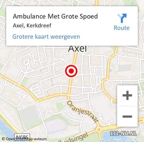 Locatie op kaart van de 112 melding: Ambulance Met Grote Spoed Naar Axel, Kerkdreef op 3 juni 2015 19:39