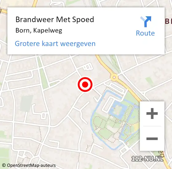 Locatie op kaart van de 112 melding: Brandweer Met Spoed Naar Born, Kapelweg op 3 juni 2015 20:09